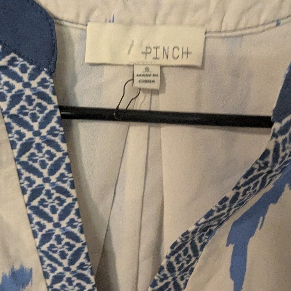 Pinch, Navy Ikat,Blue and White Patterned Tunic Dress, Size S - Picture 5 of 5